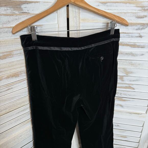 DEREK LAM Women's 6 Black Velvet Straight Leg Tuxedo Stripe Pant MADE IN ITALY - Picture 10 of 12